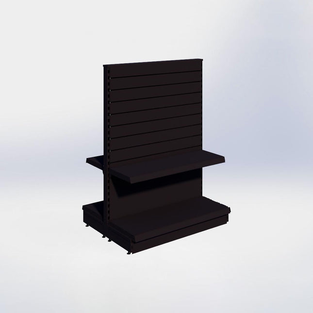 Middenstelling slatwall - H140 x B100 x D37 cm - 2 niveaus - Zwart