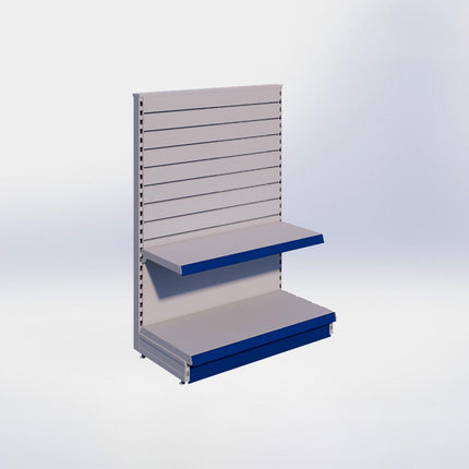 Kopstelling slatwall - H140 x B100 x D47 cm - 2 niveaus - Grijs