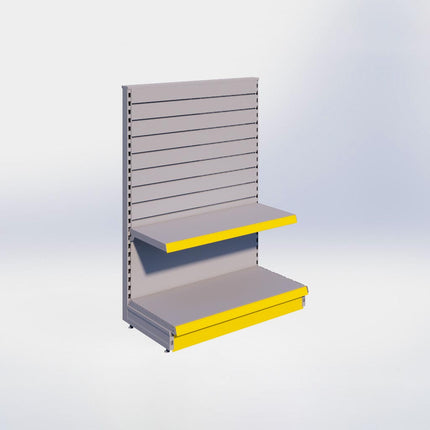 Kopstelling slatwall - H140 x B100 x D47 cm - 2 niveaus - Grijs