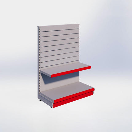 Kopstelling slatwall - H140 x B100 x D47 cm - 2 niveaus - Grijs