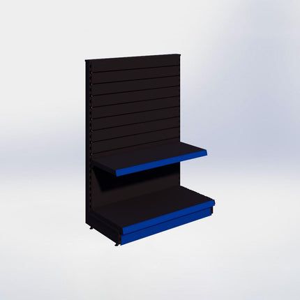 Kopstelling slatwall - H140 x B100 x D47 cm - 2 niveaus - Zwart