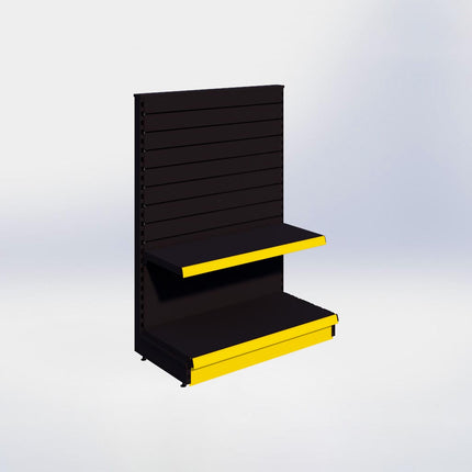 Kopstelling slatwall - H140 x B100 x D47 cm - 2 niveaus - Zwart