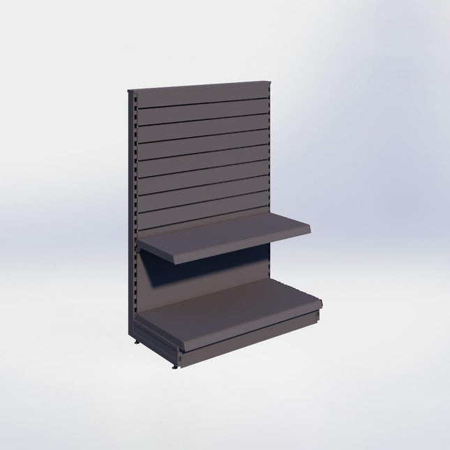 Kopstelling slatwall - H140 x B100 x D47 cm - 2 niveaus - Antraciet
