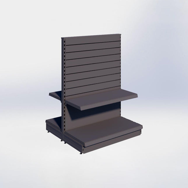 Middenstelling slatwall - H140 x B100 x D47 cm - 2 niveaus - Antraciet