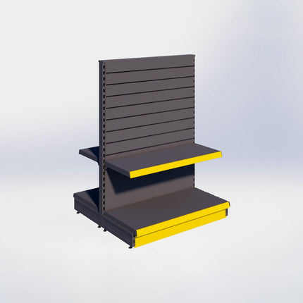 Middenstelling slatwall - H140 x B100 x D47 cm - 2 niveaus - Antraciet