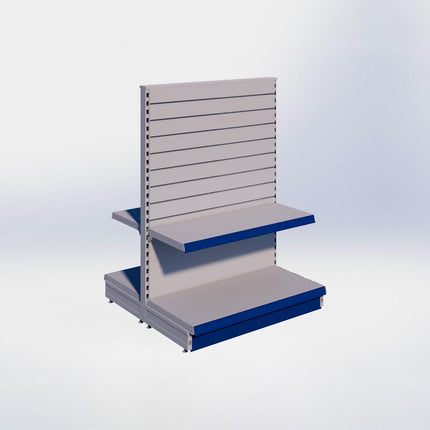 Middenstelling slatwall - H140 x B100 x D47 cm - 2 niveaus - Grijs