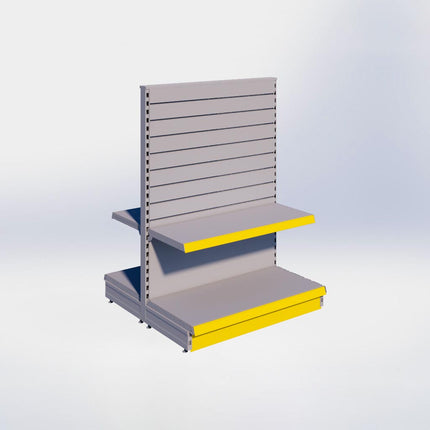 Middenstelling slatwall - H140 x B100 x D47 cm - 2 niveaus - Grijs