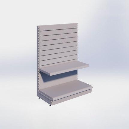 Kopstelling slatwall - H140 x B100 x D47 cm - 2 niveaus - Grijs