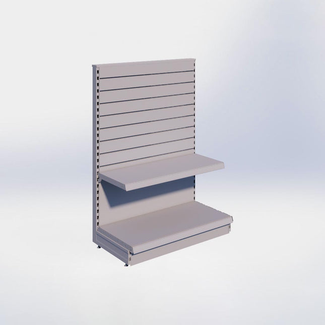 Kopstelling slatwall - H140 x B100 x D47 cm - 2 niveaus - Grijs