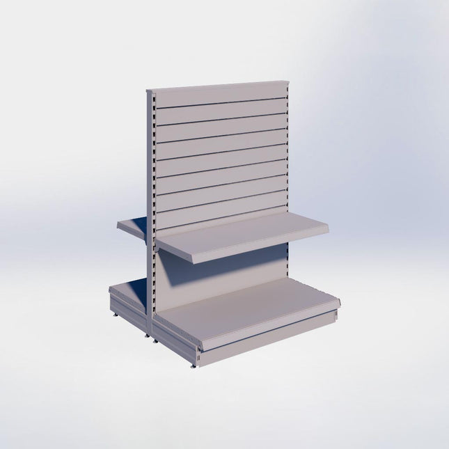 Middenstelling slatwall - H140 x B100 x D47 cm - 2 niveaus - Grijs