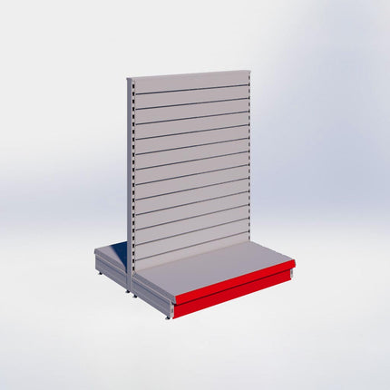 Middenstelling slatwall - H140 x B100 x D47 cm - 1 niveau - Grijs