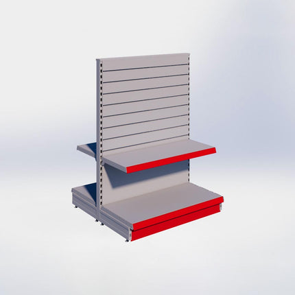 Middenstelling slatwall - H140 x B100 x D47 cm - 2 niveaus - Grijs