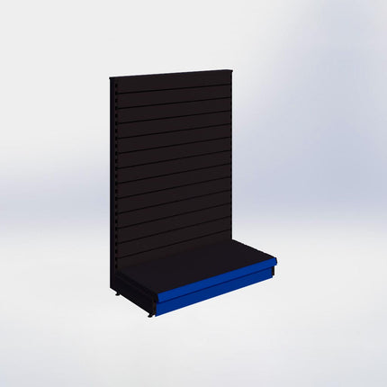 Kopstelling slatwall - H140 x B100 x D47 cm - 1 niveau - Zwart