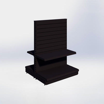 Middenstelling slatwall - H140 x B100 x D47 cm - 2 niveaus - Zwart