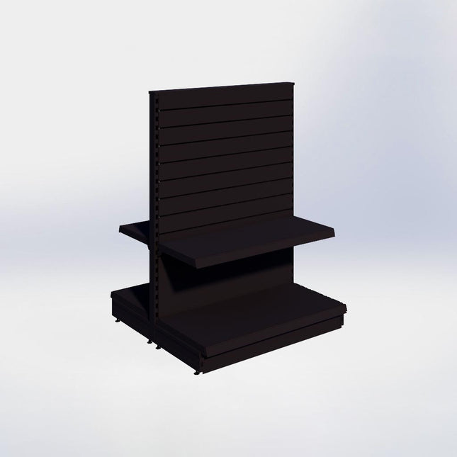 Middenstelling slatwall - H140 x B100 x D47 cm - 2 niveaus - Zwart