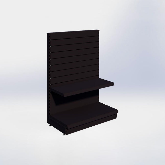 Kopstelling slatwall - H140 x B100 x D47 cm - 2 niveaus - Zwart