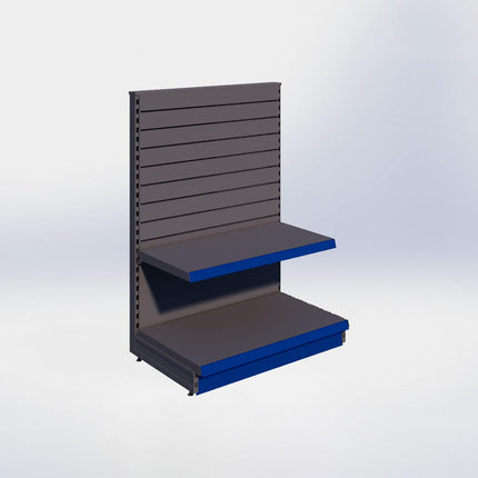 Kopstelling slatwall - H140 x B100 x D57 cm - 2 niveaus - Antraciet