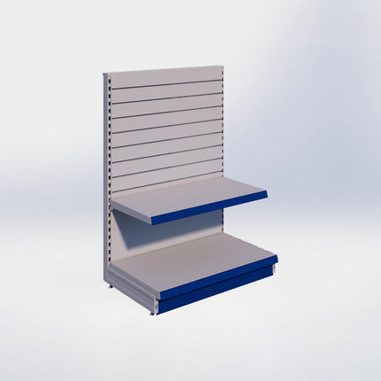 Kopstelling slatwall - H140 x B100 x D57 cm - 2 niveaus - Grijs