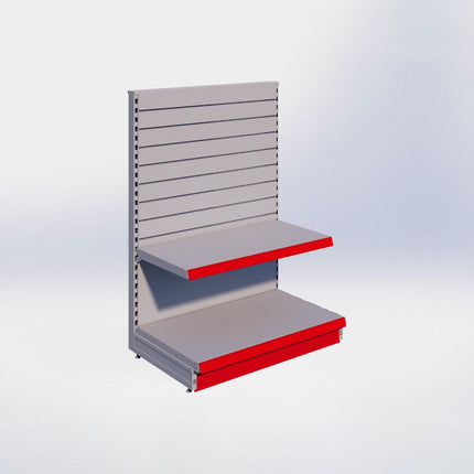 Kopstelling slatwall - H140 x B100 x D57 cm - 2 niveaus - Grijs