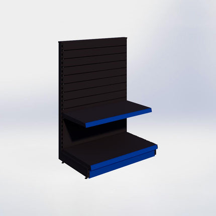 Kopstelling slatwall - H140 x B100 x D57 cm - 2 niveaus - Zwart