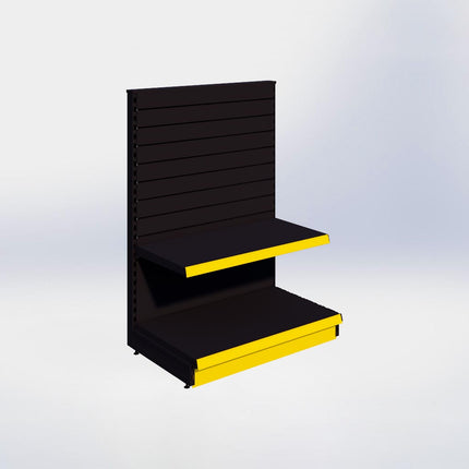 Kopstelling slatwall - H140 x B100 x D57 cm - 2 niveaus - Zwart