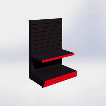 Kopstelling slatwall - H140 x B100 x D57 cm - 2 niveaus - Zwart
