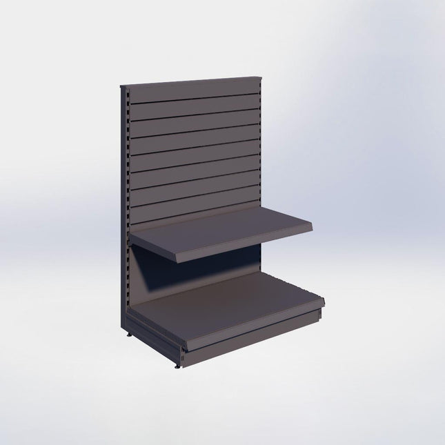 Kopstelling slatwall - H140 x B100 x D57 cm - 2 niveaus - Antraciet