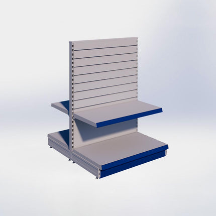 Middenstelling slatwall - H140 x B100 x D57 cm - 2 niveaus - Grijs