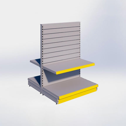 Middenstelling slatwall - H140 x B100 x D57 cm - 2 niveaus - Grijs