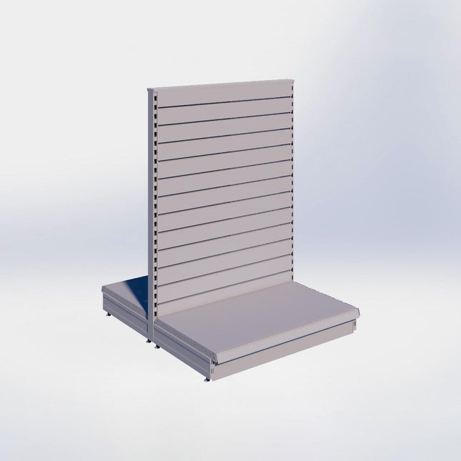 Middenstelling slatwall - H140 x B100 x D57 cm - 1 niveau - Grijs