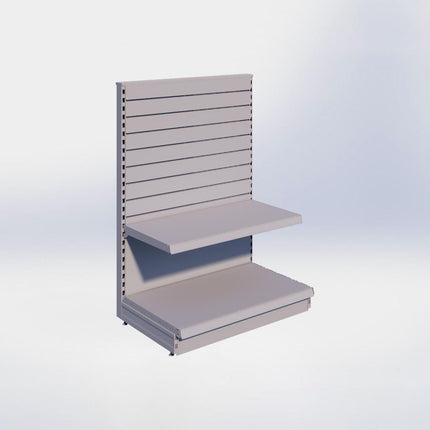 Kopstelling slatwall - H140 x B100 x D57 cm - 2 niveaus - Grijs