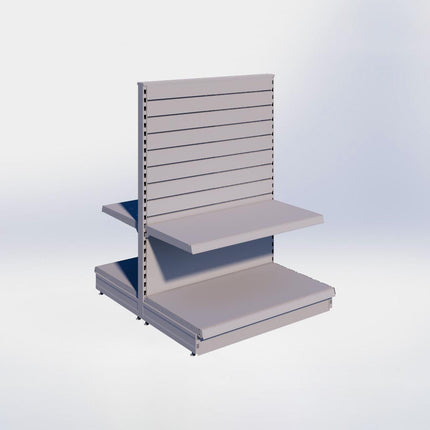Middenstelling slatwall - H140 x B100 x D57 cm - 2 niveaus - Grijs