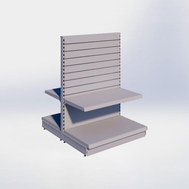 Middenstelling slatwall - H140 x B100 x D57 cm - 2 niveaus - Grijs