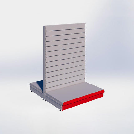 Middenstelling slatwall - H140 x B100 x D57 cm - 1 niveau - Grijs