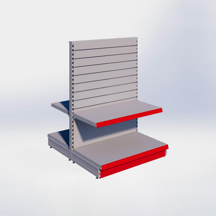 Middenstelling slatwall - H140 x B100 x D57 cm - 2 niveaus - Grijs