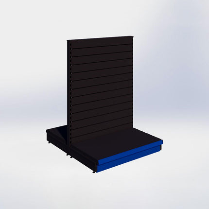 Middenstelling slatwall - H140 x B100 x D57 cm - 1 niveau - Zwart