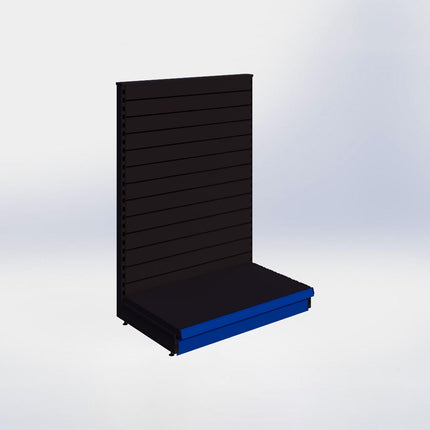 Kopstelling slatwall - H140 x B100 x D57 cm - 1 niveau - Zwart