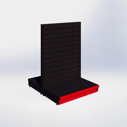 Middenstelling slatwall - H140 x B100 x D57 cm - 1 niveau - Zwart