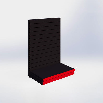 Kopstelling slatwall - H140 x B100 x D57 cm - 1 niveau - Zwart