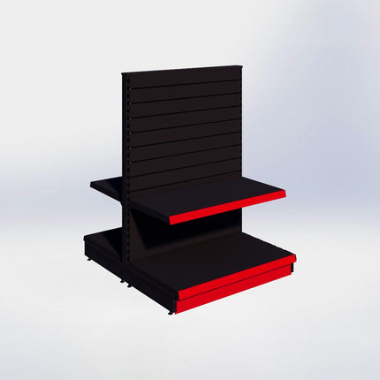 Middenstelling slatwall - H140 x B100 x D57 cm - 2 niveaus - Zwart