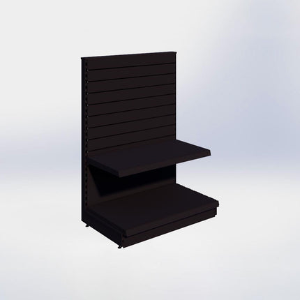 Kopstelling slatwall - H140 x B100 x D57 cm - 2 niveaus - Zwart