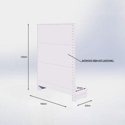 Kopstelling slatwall - H140 x B100 x D37 cm - 1 niveau - Zwart