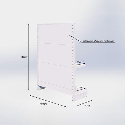 Kopstelling slatwall - H140 x B100 x D37 cm - 2 niveaus - Zwart