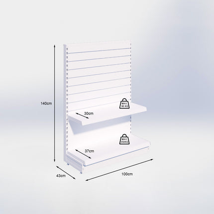 Kopstelling slatwall - H140 x B100 x D37 cm - 2 niveaus - Antraciet