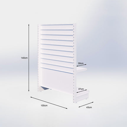 Kopstelling slatwall - H140 x B100 x D37 cm - 2 niveaus - Grijs