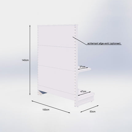 Kopstelling slatwall - H140 x B100 x D47 cm - 2 niveaus - Antraciet