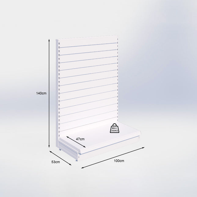 Kopstelling slatwall - H140 x B100 x D47 cm - 1 niveau - Antraciet