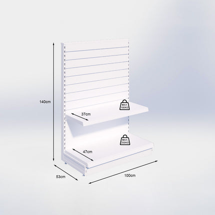 Kopstelling slatwall - H140 x B100 x D47 cm - 2 niveaus - Zwart
