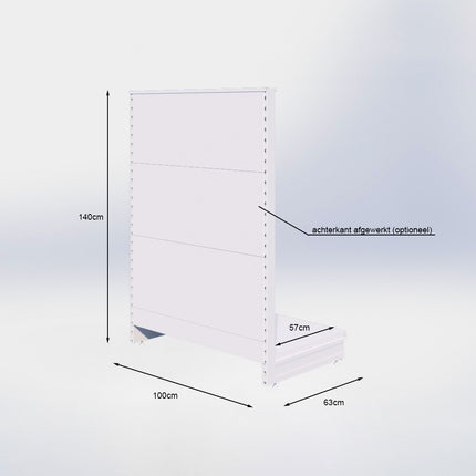 Kopstelling slatwall - H140 x B100 x D57 cm - 1 niveau - Zwart
