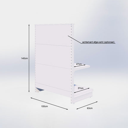 Kopstelling slatwall - H140 x B100 x D57 cm - 2 niveaus - Grijs